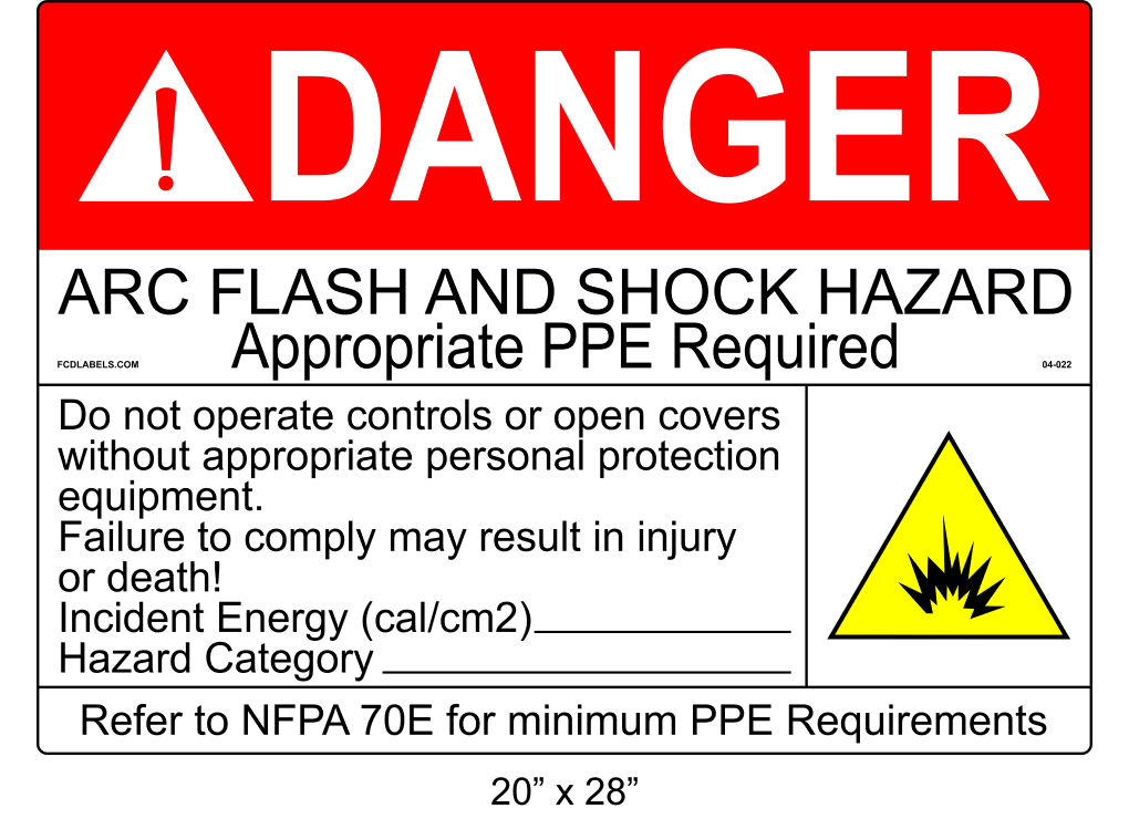 20" x 28" | Danger Do Not Operate Fill-Ins | ANSI Arc Flash Labels