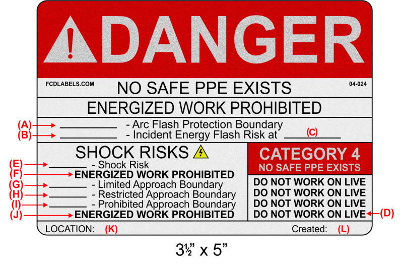 Reflective 3.5" x 5" | Danger No Safe PPE Exists | Custom ANSI Labels