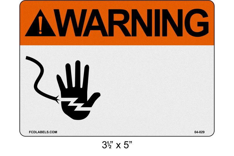 Custom Reflective 3.5" x 5" | ANSI Warning Label | Hand Symbol