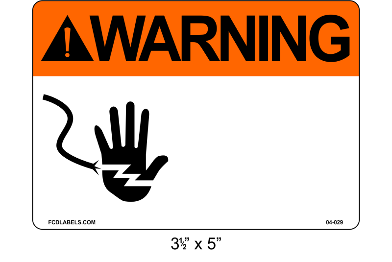 Custom 3.5" x 5" | ANSI Warning Label | Hand Symbol