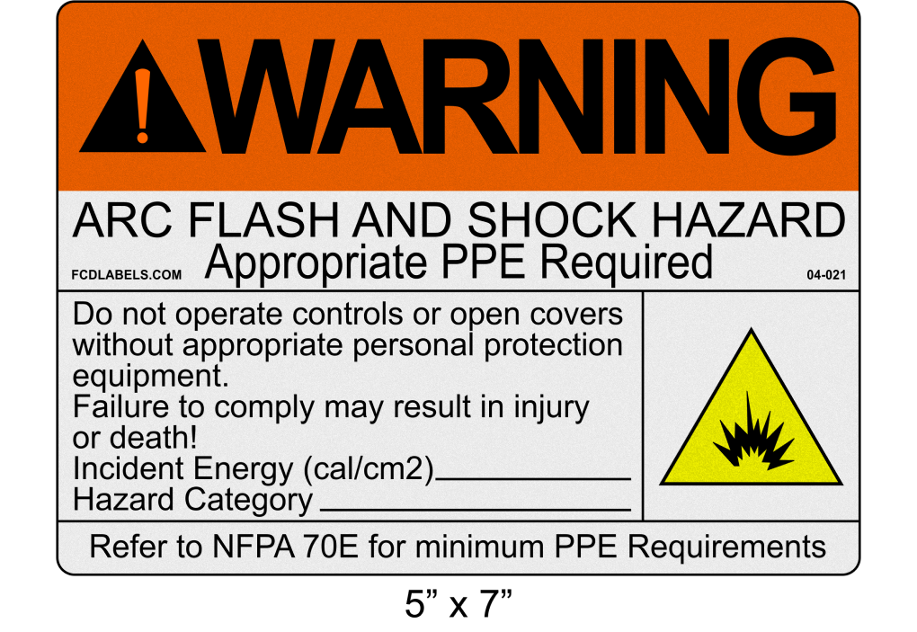 Reflective 5" x 7" | Warning Do Not Operate Fill-Ins | ANSI Arc Flash Labels