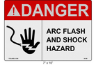 7" x 10" | ANSI Danger Arc Flash and Shock Hazard | Hand Symbol Reflective
