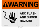 7" x 10" | ANSI Warning Arc Flash and Shock Hazard | Hand Symbol Reflective