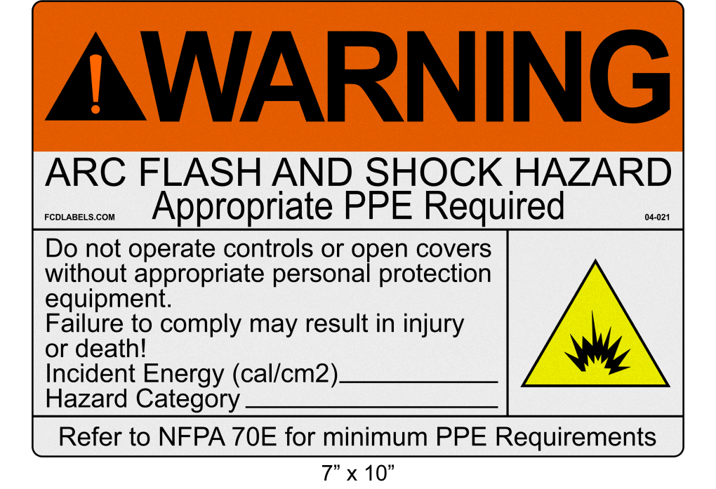 Reflective 7" x 10" | Warning Do Not Operate Fill-Ins | ANSI Arc Flash Labels
