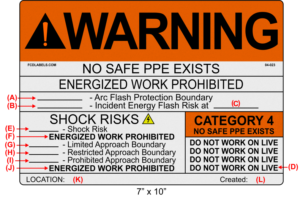 Reflective 7" x 10" | Warning No Safe PPE Exists | Custom ANSI Labels
