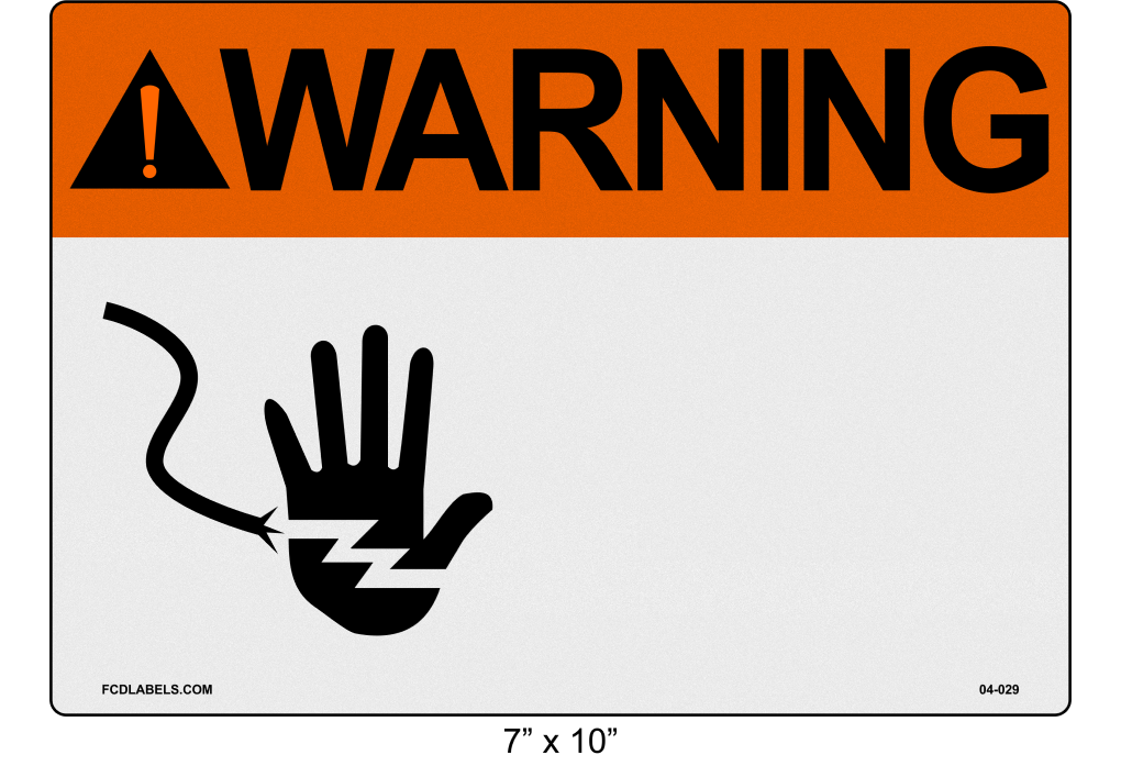 Custom Reflective 7" x 10" | ANSI Warning Label | Hand Symbol