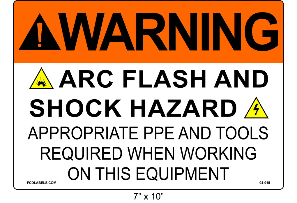 7" x 10" | Warning Appropriate PPE and Tools Required | ANSI Label