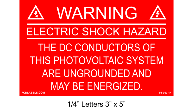3" x 5" | The DC Conductors | Solar Warning Placards