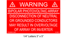 3" x 5" | Bi-Polar Photovoltaic Array | Solar Warning Placards