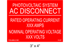 3" x 4" | Photovoltaic AC Disconnect | Custom Solar Placards