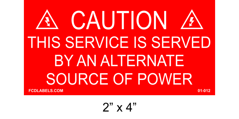2" x 4" | Alternate Source of Power | Solar Caution Placards