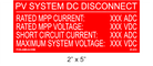 2" x 5" | Photovoltaic System DC Disconnect | Solar Specification Placards - Red & White