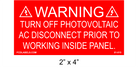 2" x 4" | Turn Off Photovoltaic AC Disconnect | Solar Warning Placards