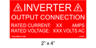 2" x 4" | Inverter Output Connection | Solar Inverter Specifications Placard