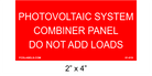 2" x 4" | Photovoltaic System Combiner Panel | Solar Placards