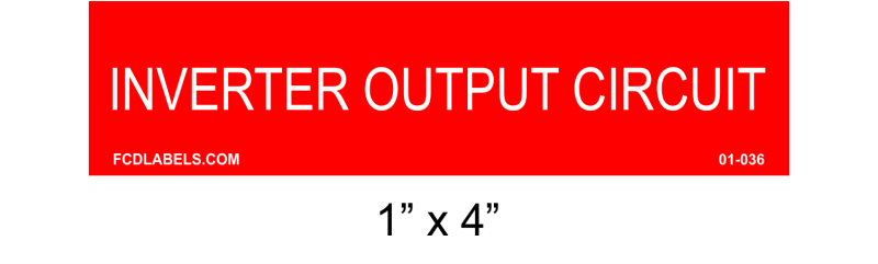 1" x 4" | Inverter Output Circuit | PV System Placards