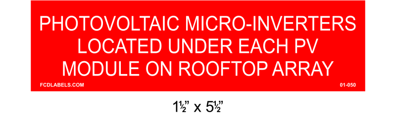 1.5" x 5.5" | Photovoltaic Micro-Inverters | PV System Placards