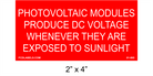 2" x 4" | Photovoltaic Modules DC Voltage | Solar System Placards