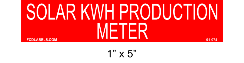 1" x 5" | Solar kWh Production Meter | PV Placards
