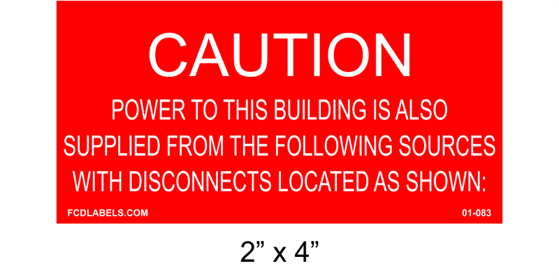 2" x 4" | Power To This Building | Solar Caution Placards