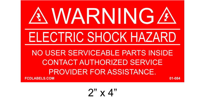 2" x 4" | Contact Authorized Service Provider | PV Warning Placards