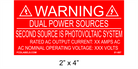 2" x 4 | Dual Power Sources Photovoltaic System | Custom PV Placards