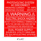 4" x 4.5" | Photovoltaic System AC Disconnect | Solar Spec Placard