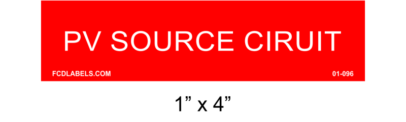 1" x 4" | PV Source Circuit | Solar System Placards