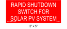 2" x 5" | Rapid Shutdown Switch for Solar PV System | PV System Placards