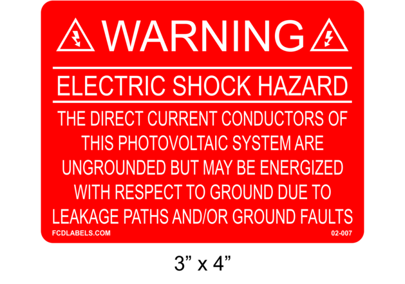 3" x 4" | Direct Current Conductors | Solar Warning Labels