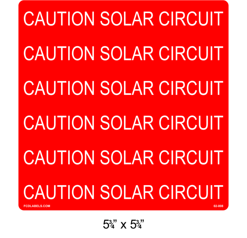 5.75" x 5.75" | Caution Solar Circuit | PV Caution Labels