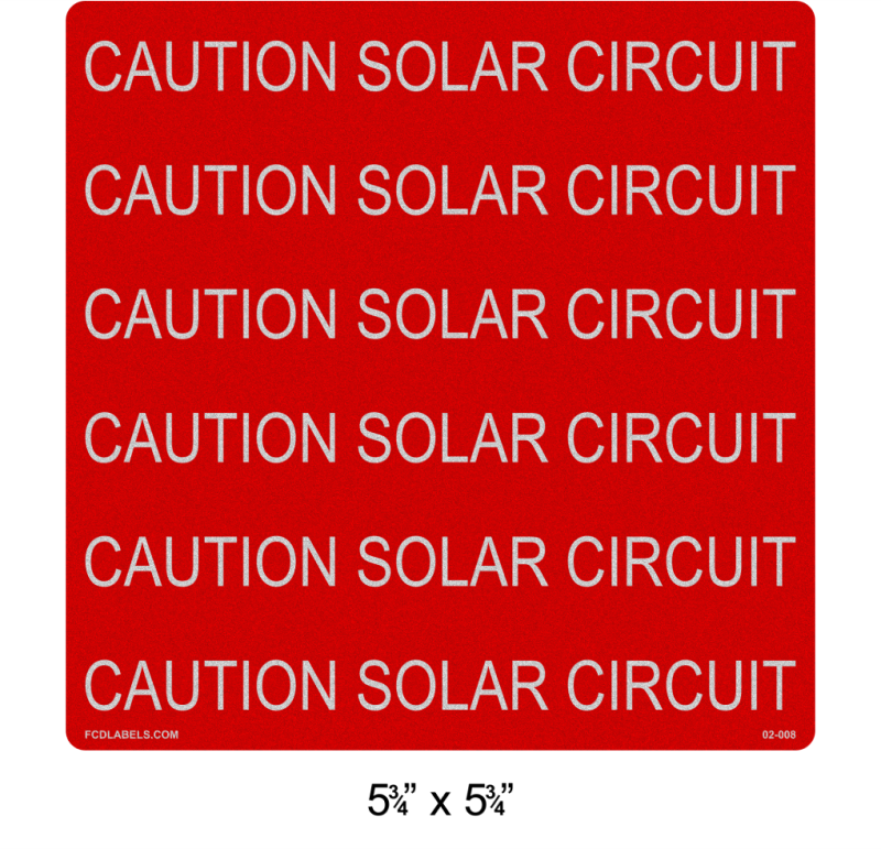 5.75" x 5.75" Reflective | Caution Solar Circuit | PV Caution Labels