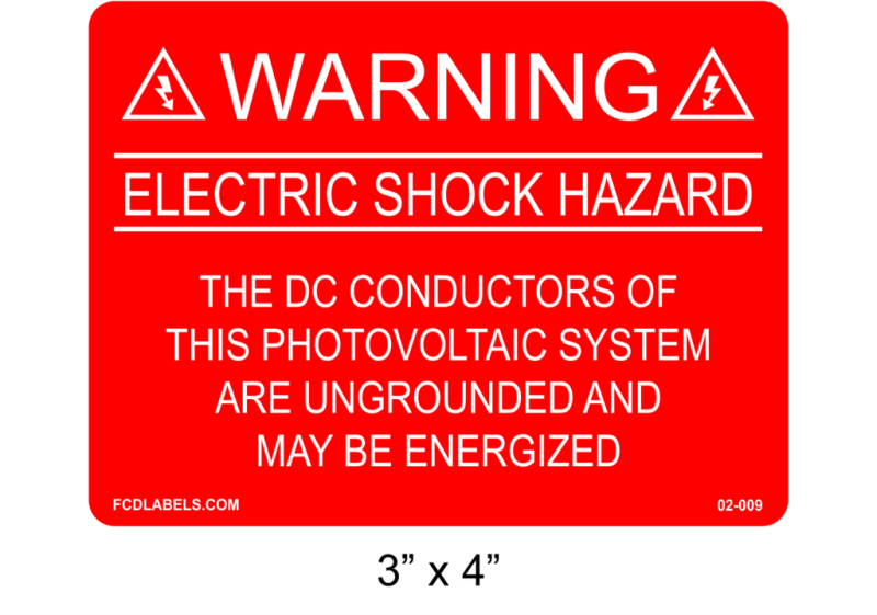 3" x 4" | The DC Conductors | Solar Warning Labels