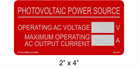 2" x 4" Reflective | Photovoltaic Power Source | Custom Solar System Labels