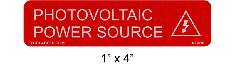 1" x 4" Reflective | Photovoltaic Power Source | Photovoltaic Labels