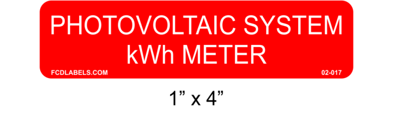 1" x 4" | Photovoltaic System kWh Meter | PV System Labels