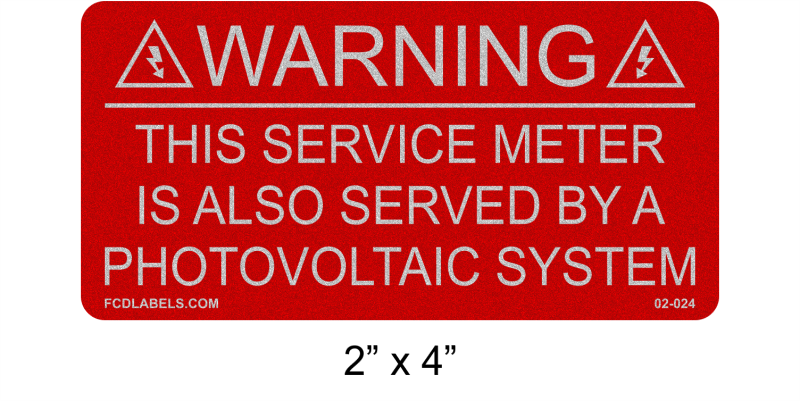 Reflective 2" x 4" | Service Meter | Solar Warning Labels