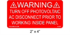 2" x 4" | Turn Off Photovoltaic AC Disconnect | Solar Warning Labels