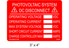 Red & White 3" x 4" | Photovoltaic System DC Disconnect | Custom Solar Labels