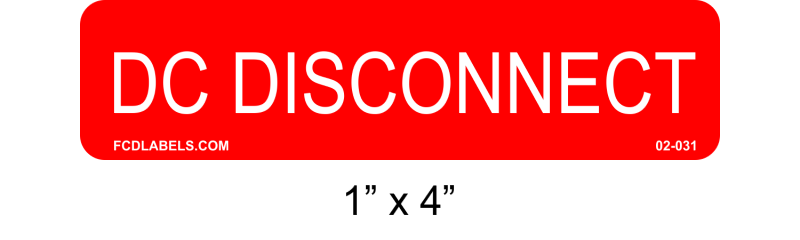 1" x 4" | DC Disconnect | Solar System Labeling