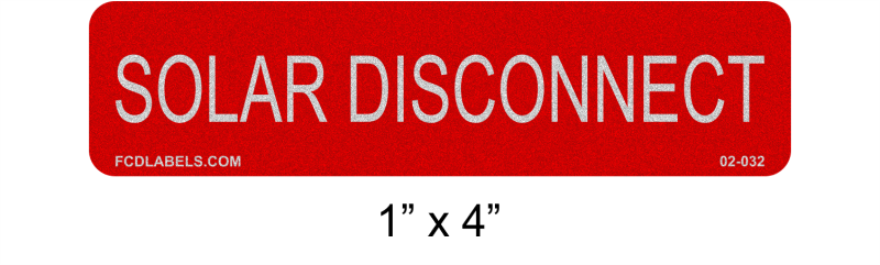 Reflective 1" x 4" | Solar Disconnect | Solar System Labeling