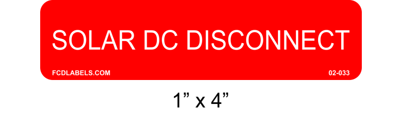 1" x 4" | Solar DC Disconnect | Solar System Labels