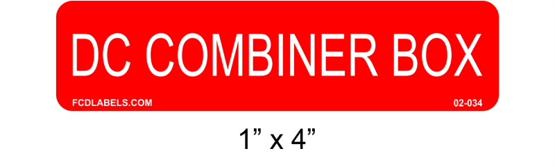 1" x 4" | DC Combiner Box | Solar Warning Labels