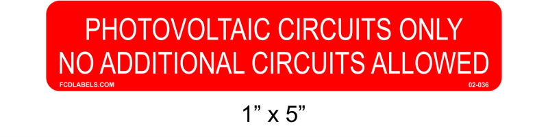 1" x 5" | Photovoltaic Circuits Only | Solar Labels