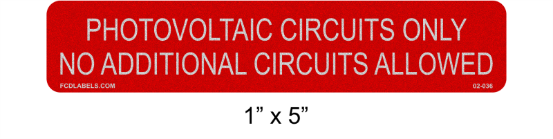 1" x 5" | Photovoltaic Circuits Only | Reflective Solar Labels