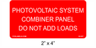 2" x 4" | Photovoltaic System Combiner Panel | Solar Warning Labels