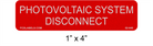 1" x 4 | Photovoltaic System Disconnect | Reflective PV System Labels