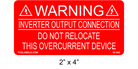 Red & White 2" x 4" | Inverter Output Connection | Solar Warning Labels