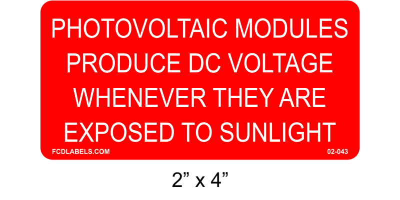 2" x 4" | Photovoltaic Modules Produce DC Voltage | Solar Stickers
