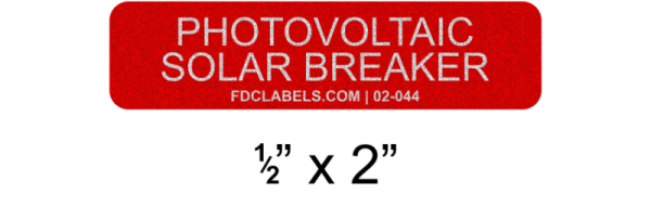 Reflective Red & White .5" x 2" | Photovoltaic Solar Breaker | Solar Photovoltaic Labels